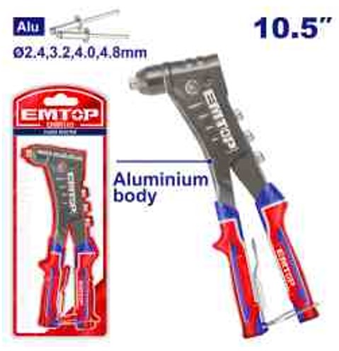 Professional Aluminum Alloy Hand Riveter 10.5" - Applicable Rivet Size 2.4 3.2 4 4.8mm Double Blister Packed Quality Tool Workshop Equipment